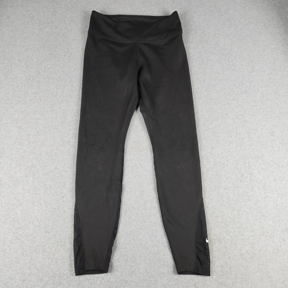Nike Leggings Womens Medium Black Dri-FIT Mesh Panel Performance Athletic Fit